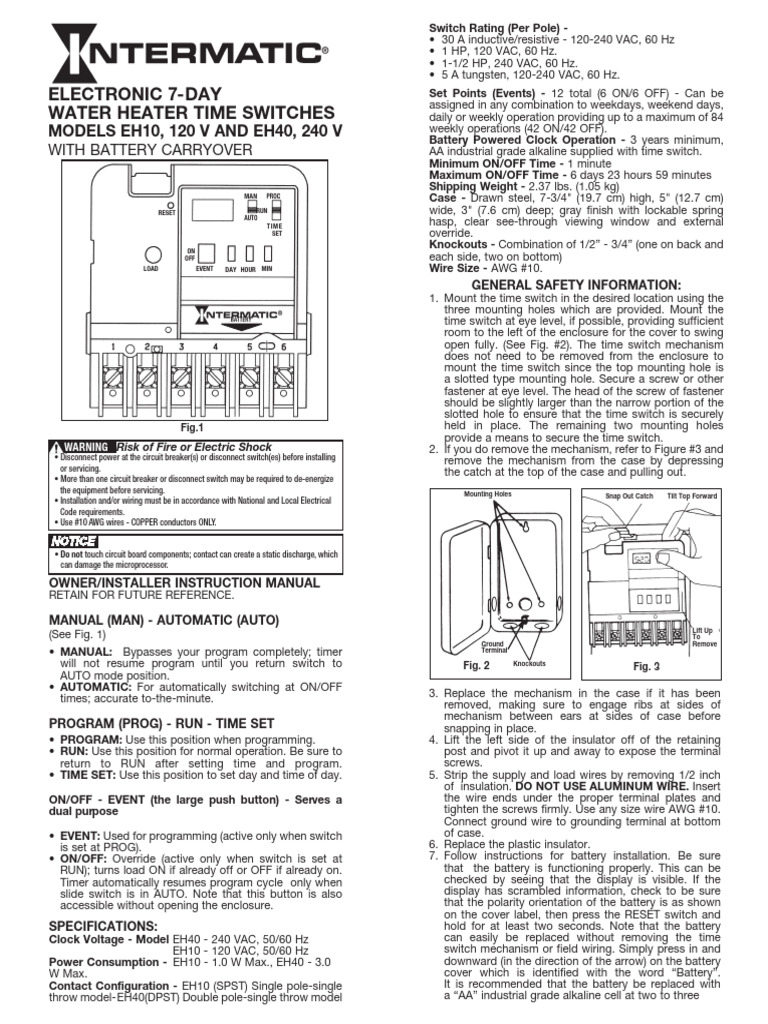 Manual Timer Eh40 | PDF | Switch | Alternating Current
