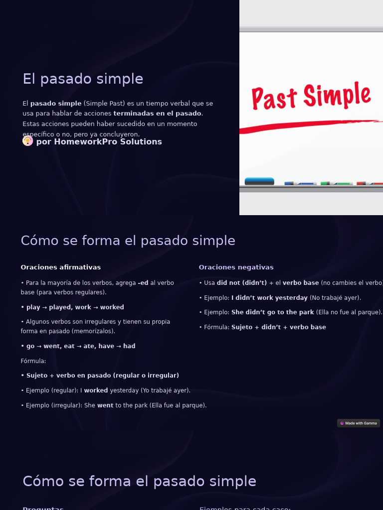 El Pasado Simple | PDF | Verbo | Asunto (gramática)