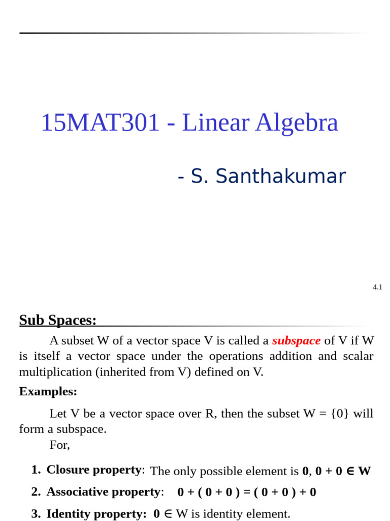 Understanding Subspaces in Linear Algebra | PDF | Vector Space | Linear ...