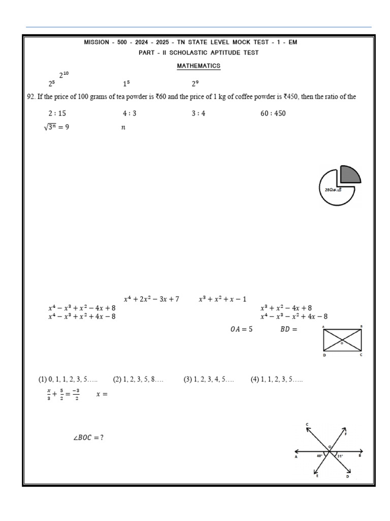 M-500 Mock Test 1 Sat em (2024-25) | PDF | Triangle