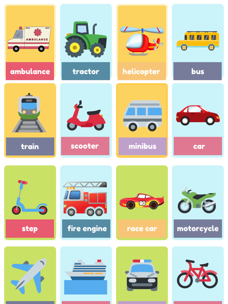 Vehicle Flashcards Collection | PDF