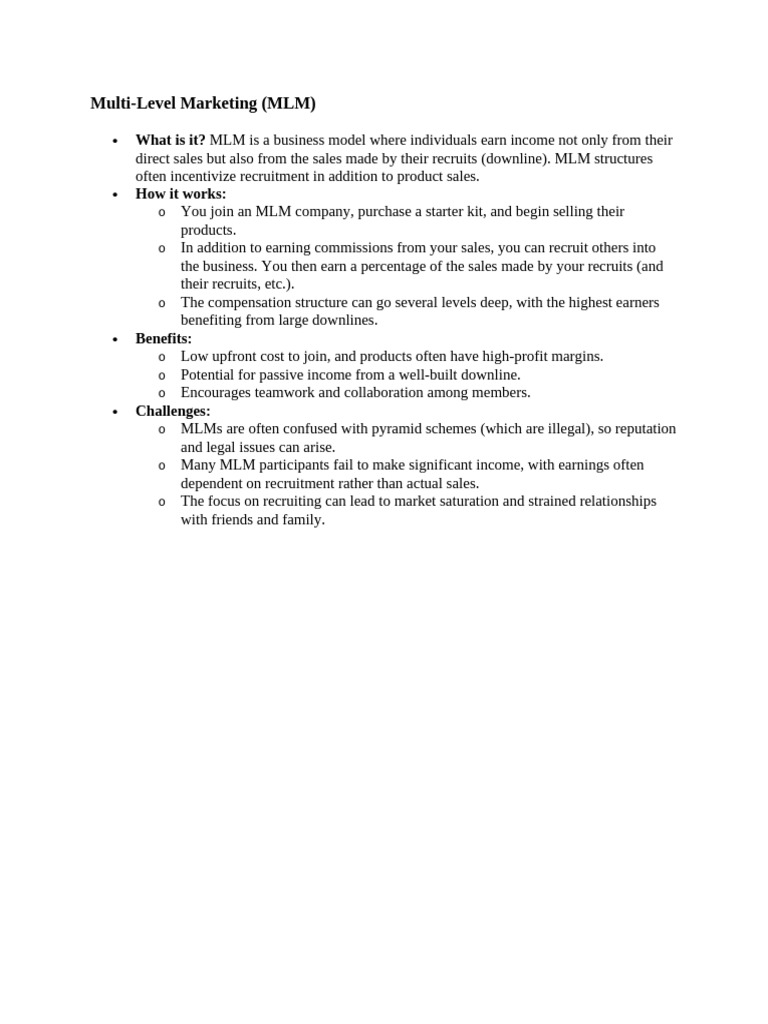 Understanding Multi-Level Marketing (MLM) | PDF