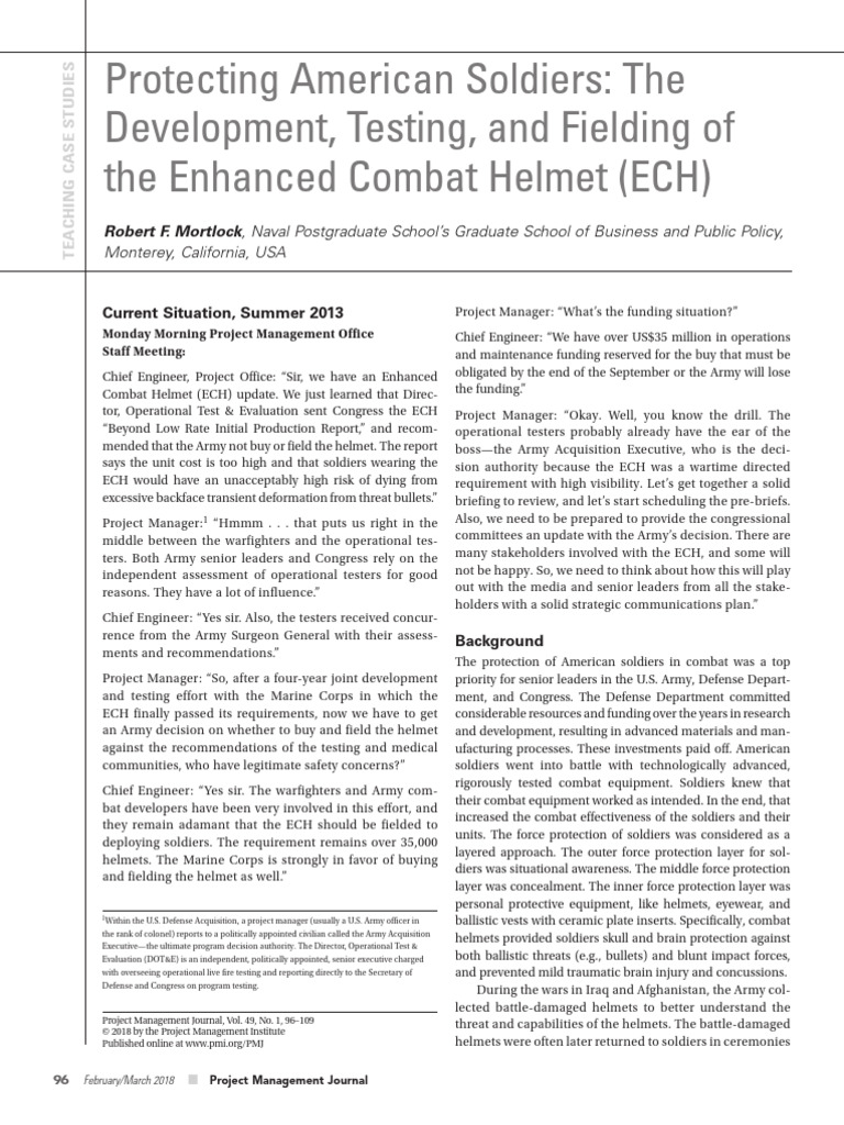 Enhanced Combat Helmet Case Study | PDF