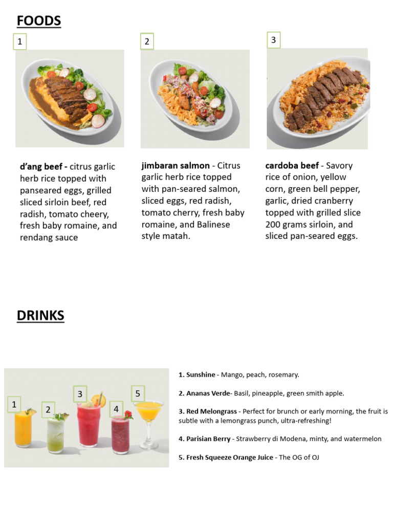 Gourmet Meals & Refreshing Drinks | PDF