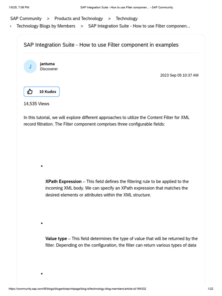 SAP Integration Suite - How To Use Filter Componen... - SAP Community ...