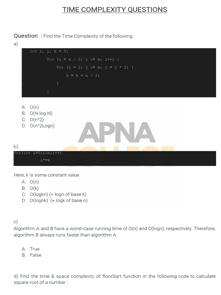 21.24 - TIME COMPLEXITY Questions | PDF