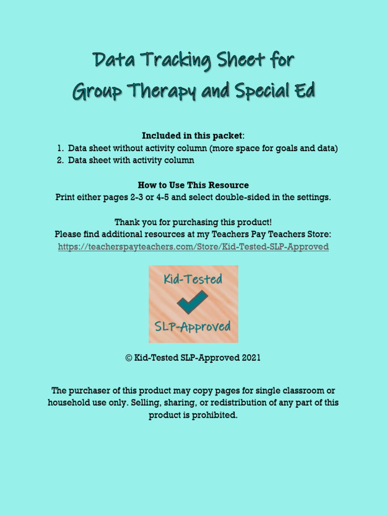 DataTrackingSheetforGroupTherapyandSpecialEd-1 | PDF | Educational ...