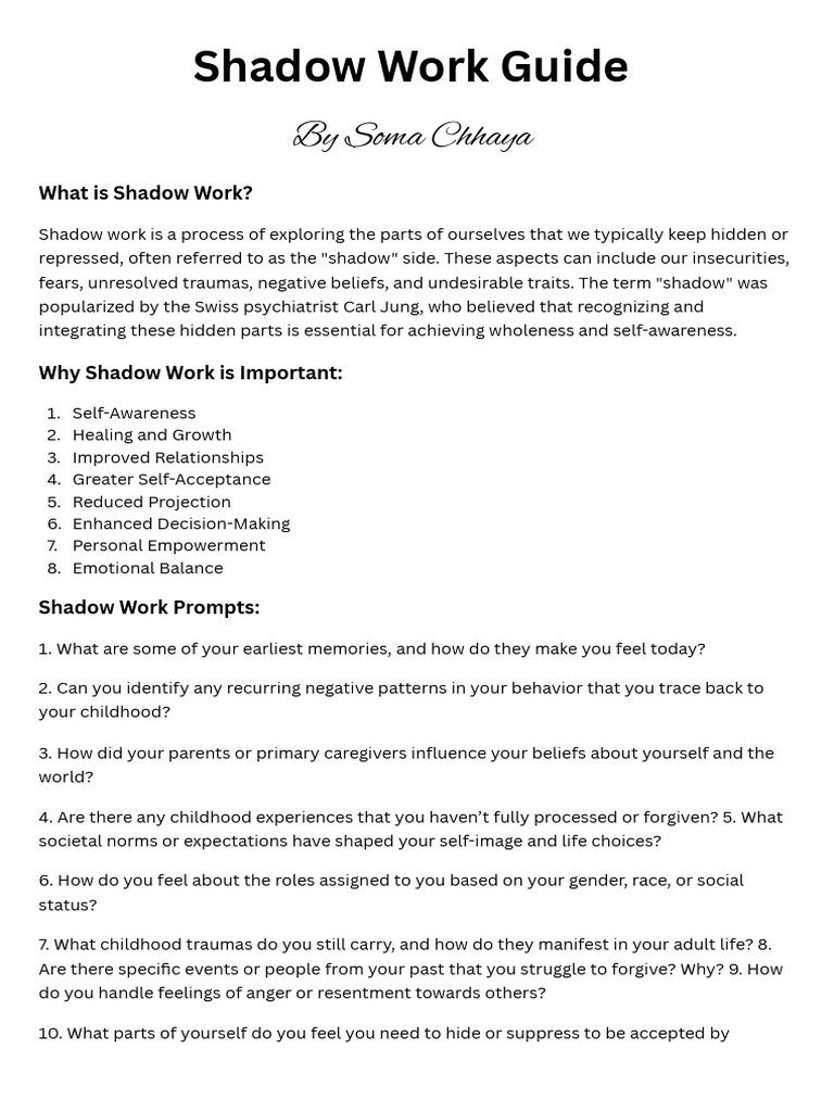 Shadow Work Exercises for Self-Discovery | PDF | Shadow (Psychology ...