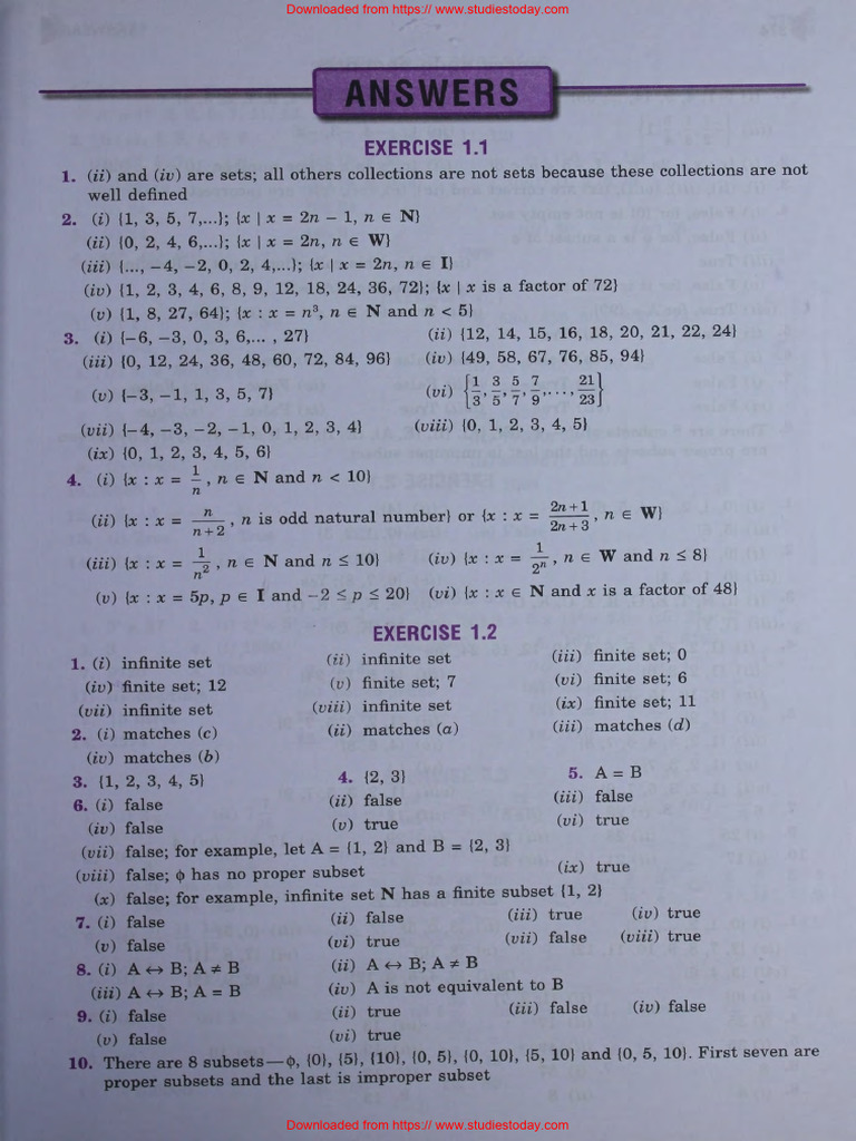 ICSE Class 8 Maths All Chapters Exercise Answers | PDF