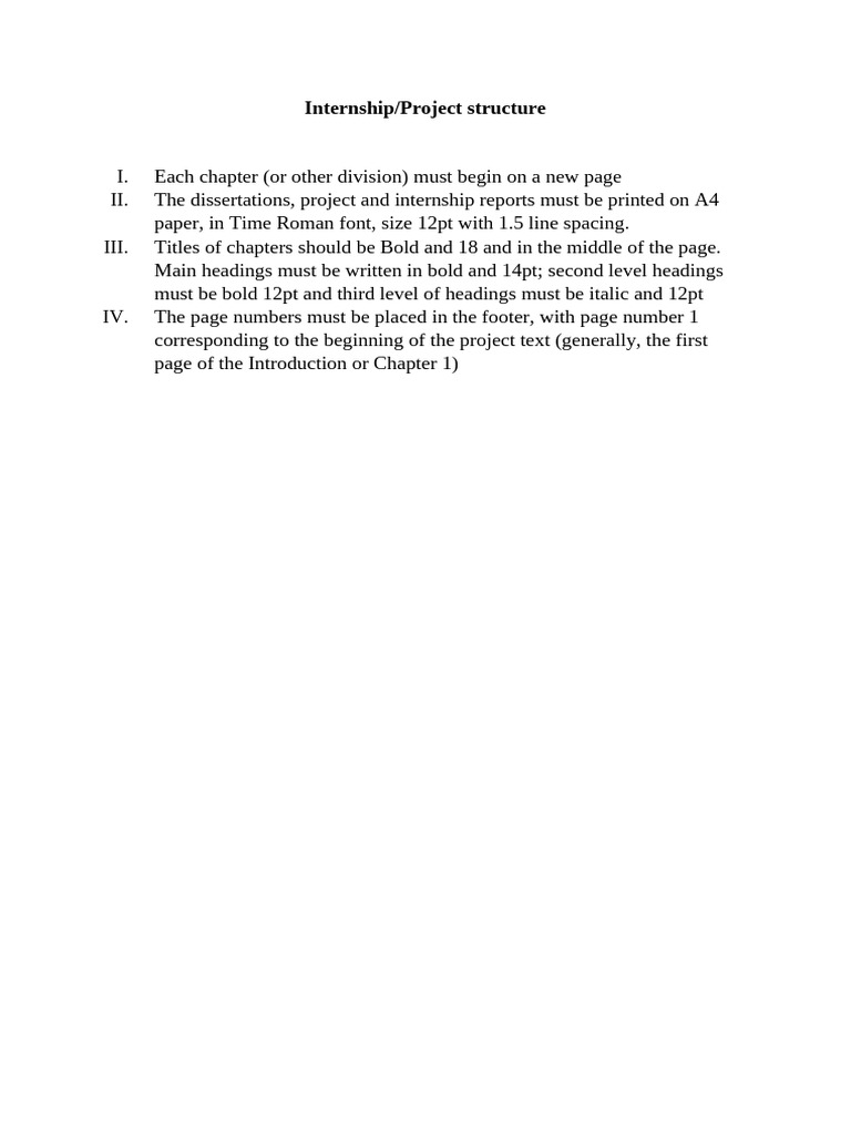 Internship - Project - Tips On The Structure of The Final Report | PDF ...