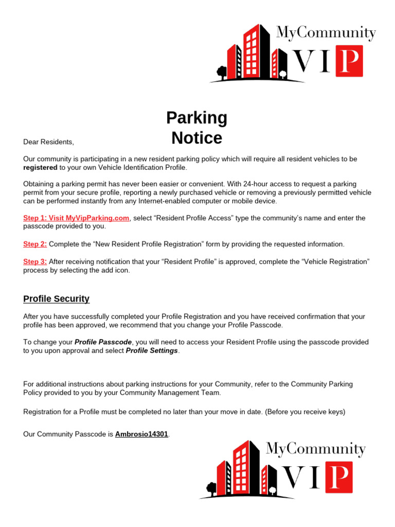 VIP Permit Parking Notice Bilingual | PDF | Informática | Tecnología de ...