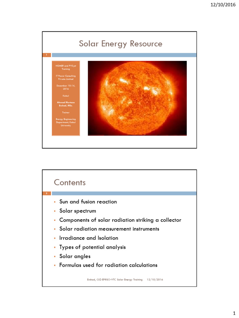 Solar Energy Training in Kabul | PDF | Sun | Physical Sciences