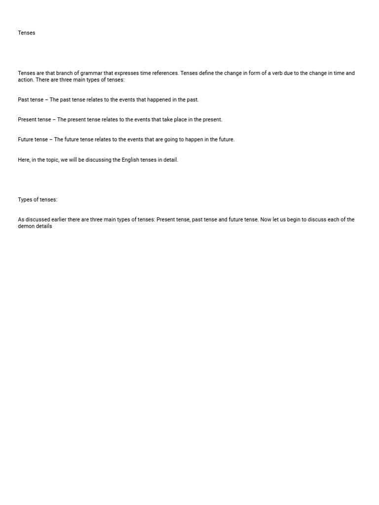 Tense Pdf Grammatical Tense Perfect Grammar