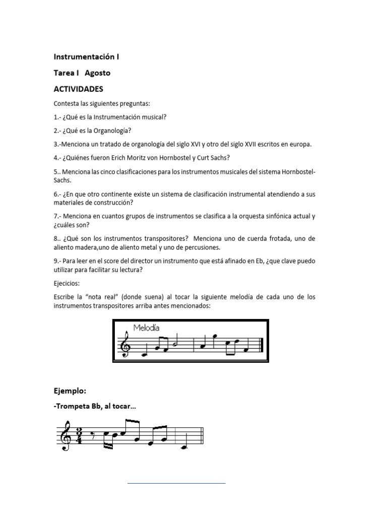 Tarea de Instrumentación Musical | PDF