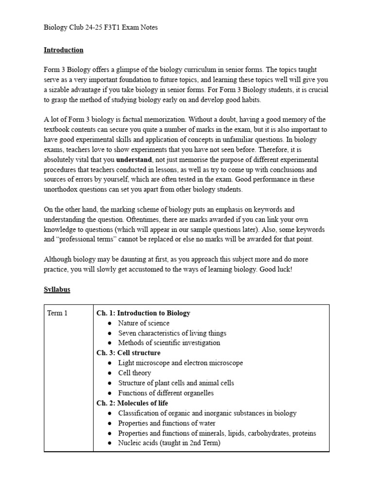 Biology Notes | PDF | Cell (Biology) | Nucleotides