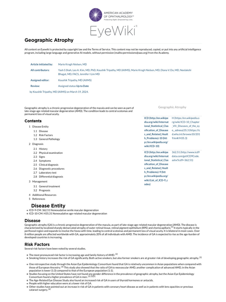 Geographic Atrophy - EyeWiki | PDF | Retina | Clinical Medicine