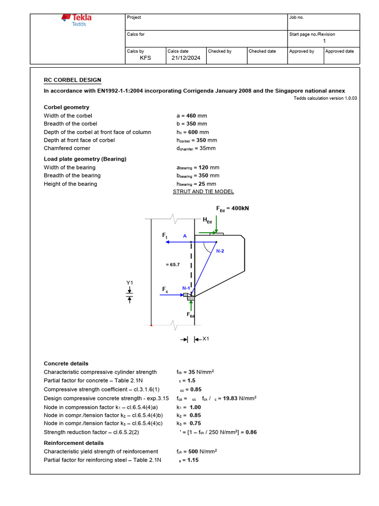 RC Corbel Design (EN1992) | PDF | Structural Engineering | Building ...