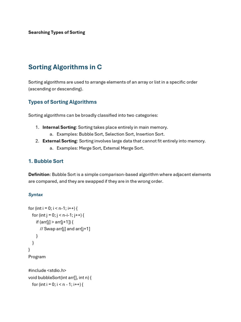 Searching Types of Sorting | PDF | Algorithms And Data Structures ...
