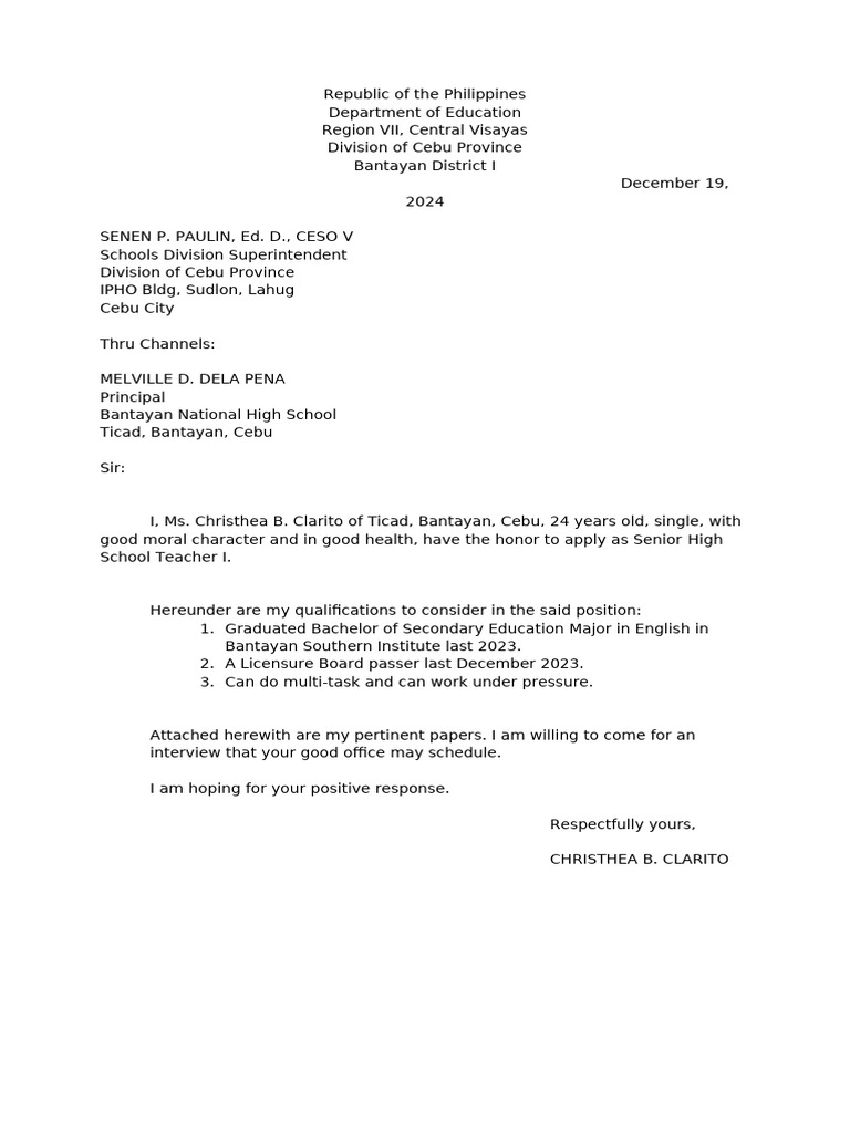 Application Letter Chum | PDF