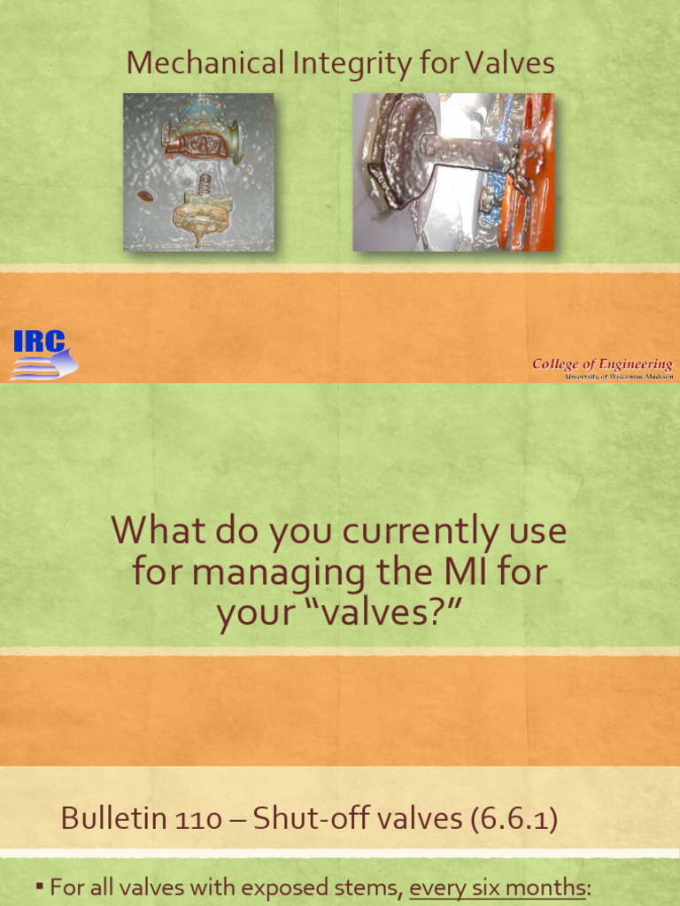 Valve Mechanical Integrity Best Practices | PDF | Valve | Pump