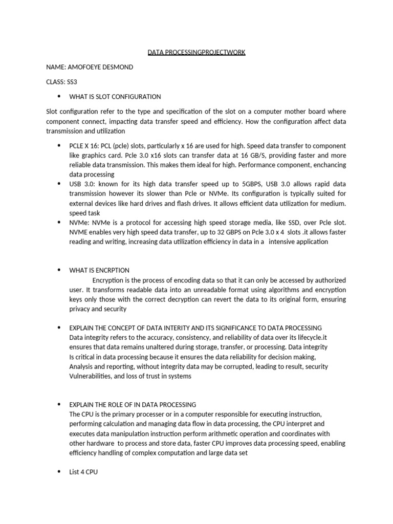 Data Processing Concepts and Components | PDF | Encryption | Computer ...