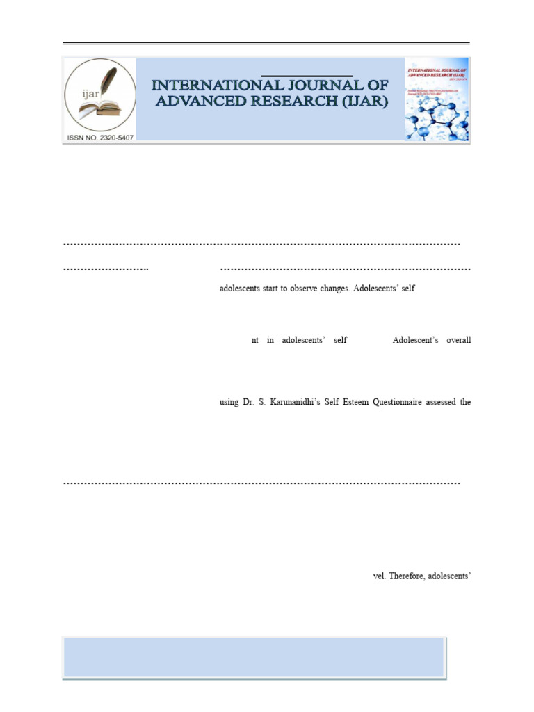 Adolescent Self-Esteem in Schools | PDF | Self Esteem | Adolescence