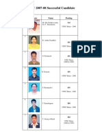 U.P.S.C Selected List (2007-08)