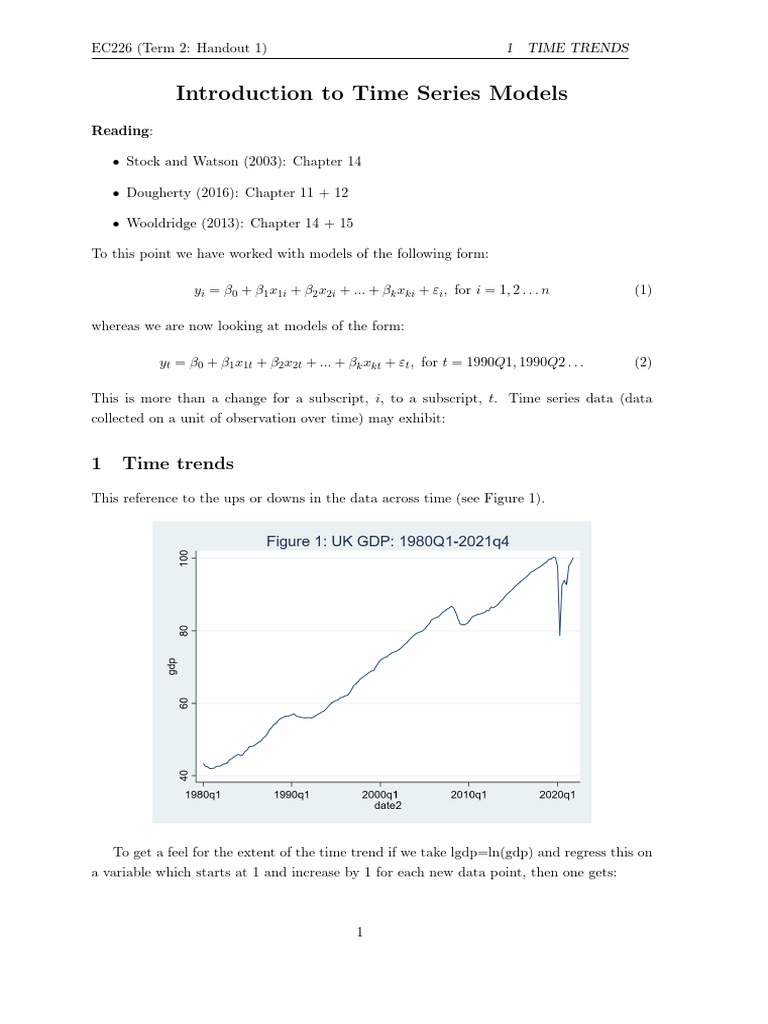 Handout 1 Time Series Models | PDF | Ordinary Least Squares | Errors ...