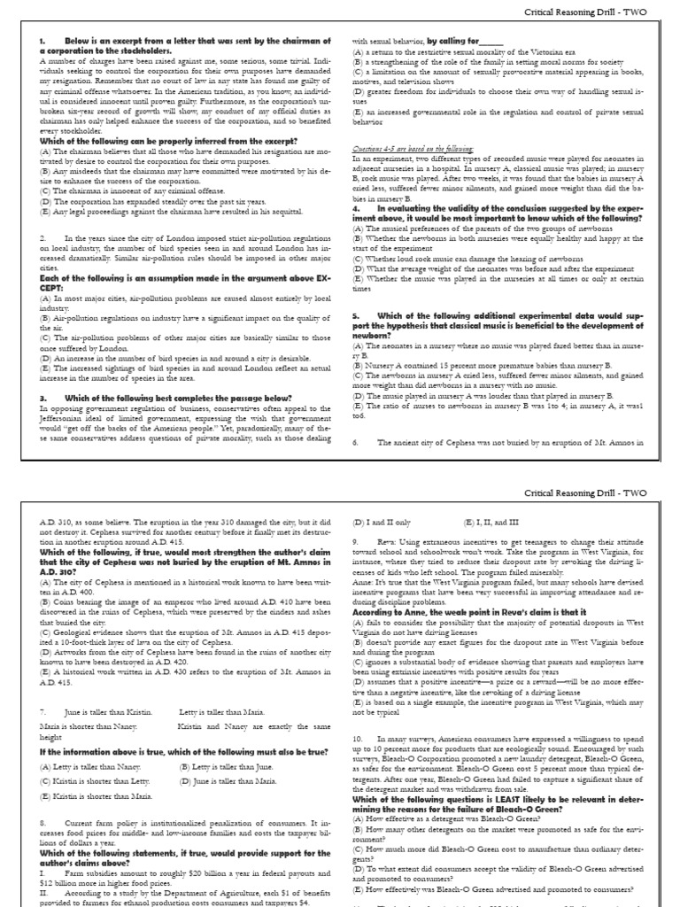 Critical Reasoning Practice Questions | PDF | Taxes | Interest