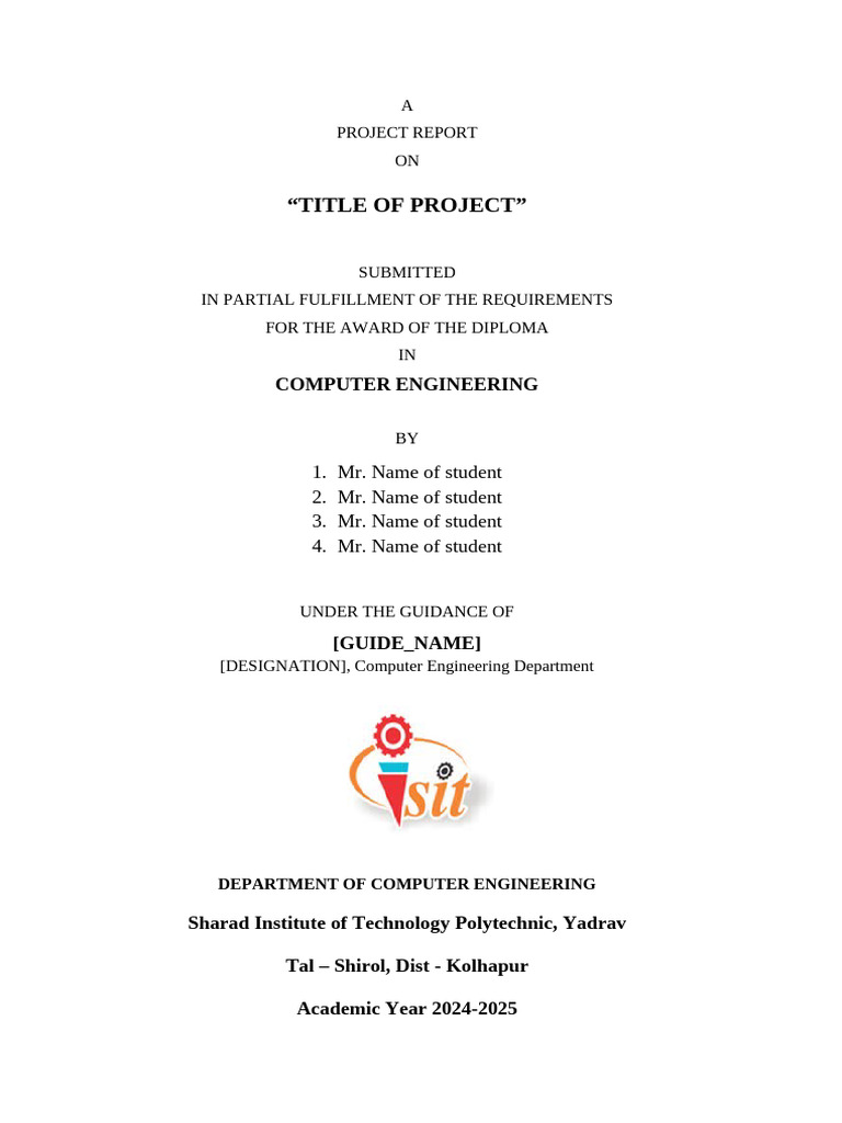 Project Report for Computer Engineering Diploma | PDF | Career And ...