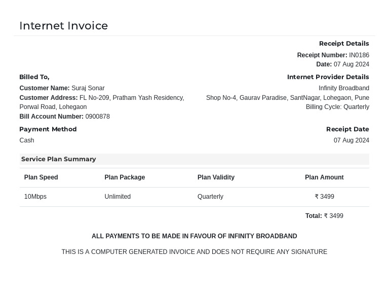 Internet Invoice Template 1 | PDF