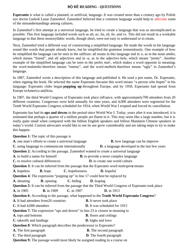 BỘ ĐỀ READING QUESTIONS | PDF | Cotton | Jazz