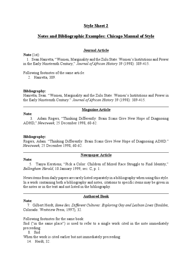 Chicago Manual of Style Examples Publications Citation