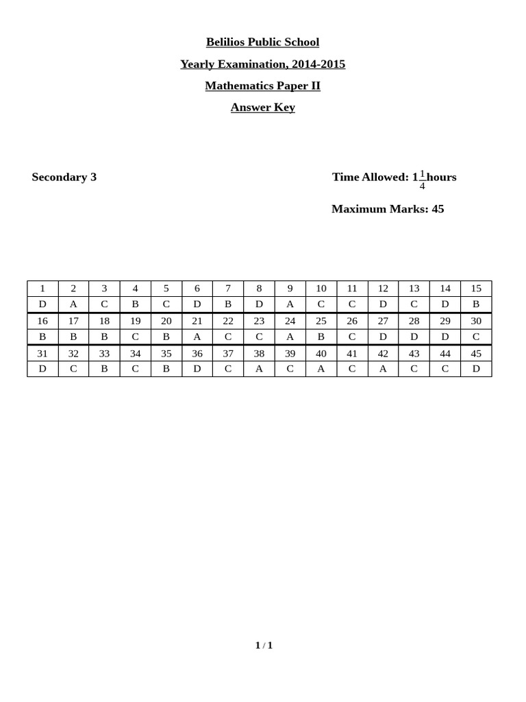 Yearly Exam Paper 2 A | PDF