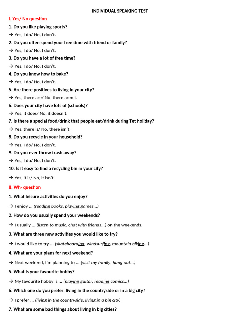 Individual Speaking Test Guide | PDF | Pollution | Environment