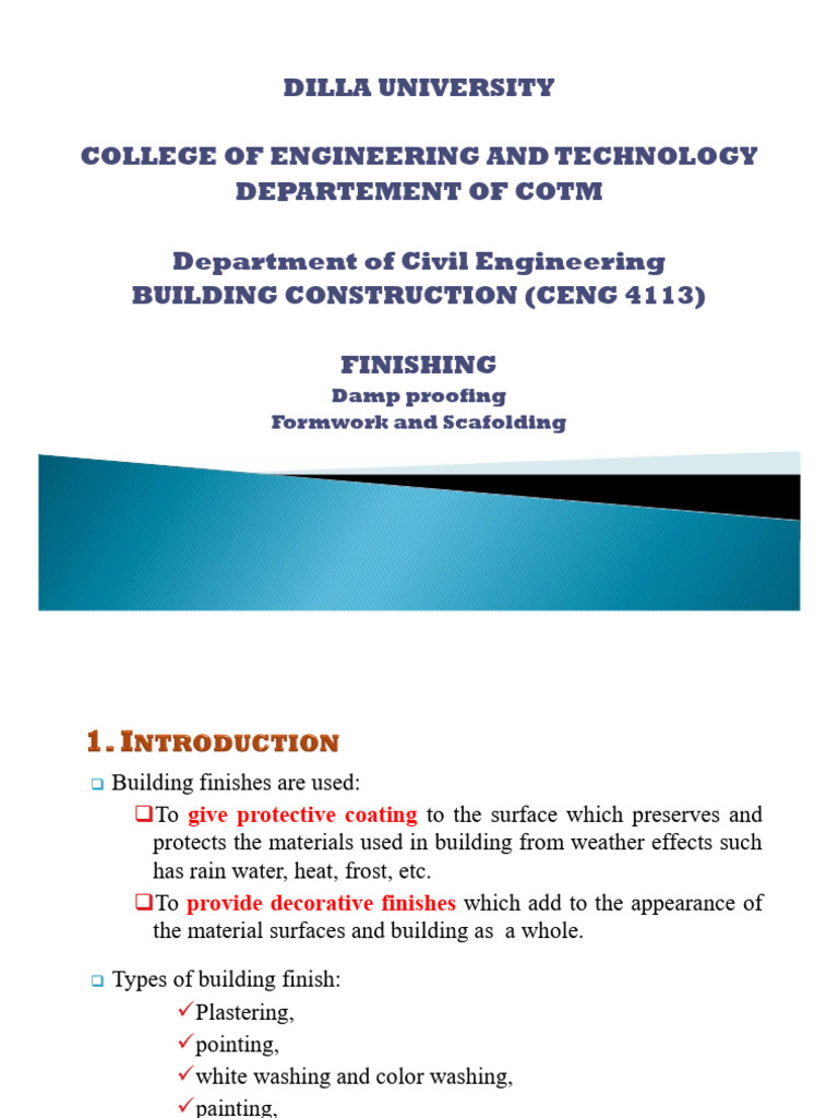 Finishing, Damp Proofing and Formwork | PDF | Paint | Varnish