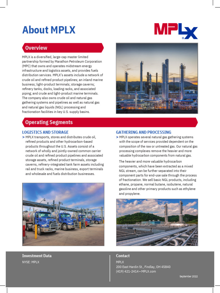 MPLX FactSheet | PDF | Natural Gas | Petroleum
