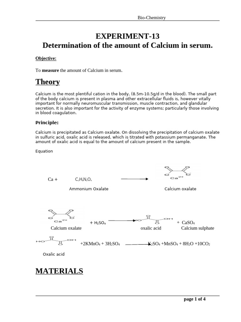 Lab 13 | PDF | Blood Plasma | Calcium