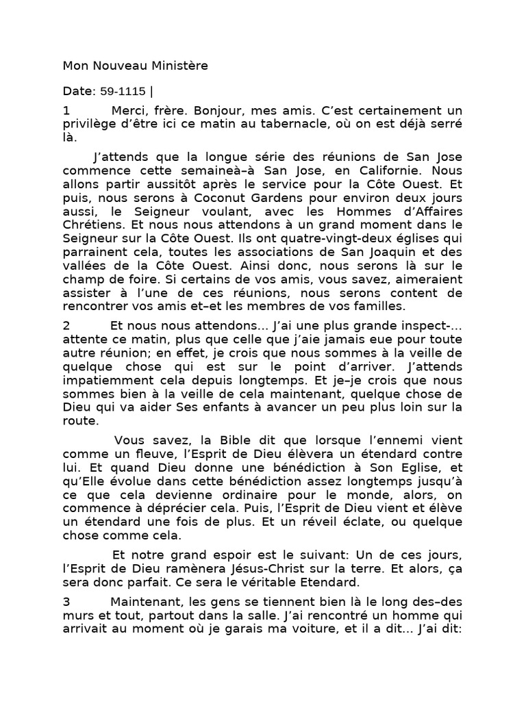 Changement de ministère et réunions à venir | PDF | Dieu | Saint-Esprit