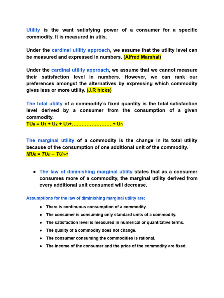 Understanding Utility and Consumer Behavior | PDF | Utility | Marginal ...