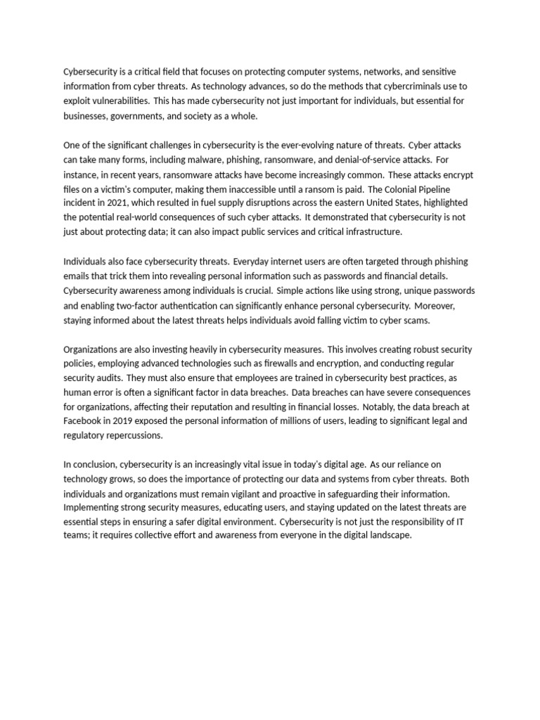 Essential Cybersecurity Strategies Today | PDF | Security | Computer ...