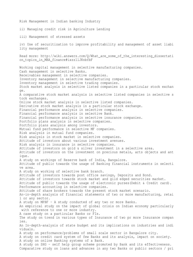 dissertation about finance