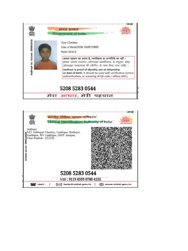 Ajay Chaubey Adhar Card PDF | PDF