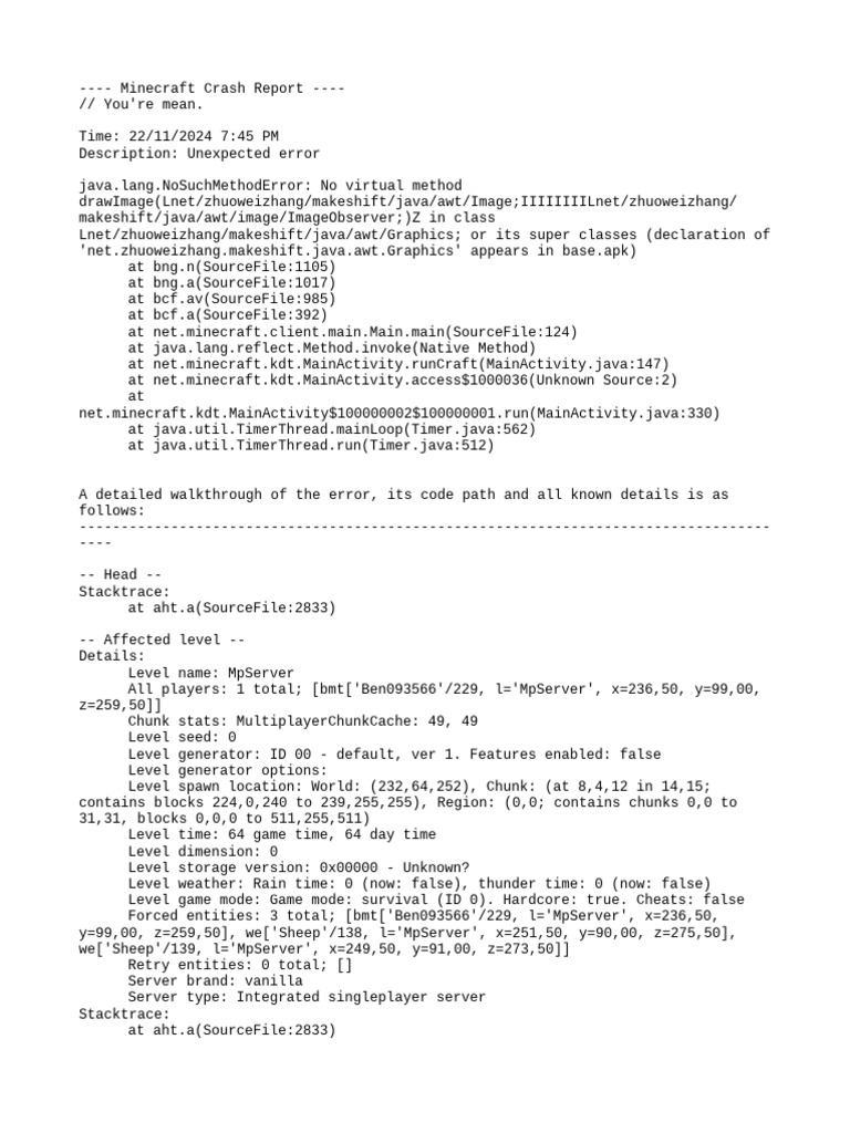 Crash 2024 11 22 - 19.45.43 Client | PDF | Java (Programming Language ...