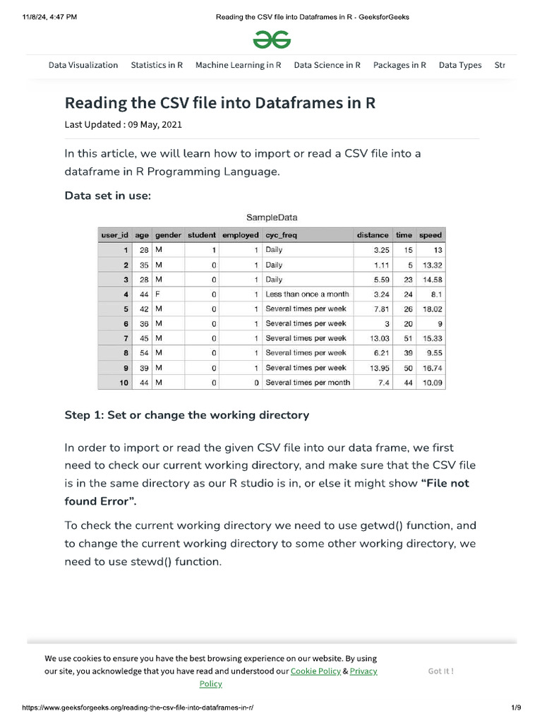Reading The CSV File Into Dataframes in R | PDF