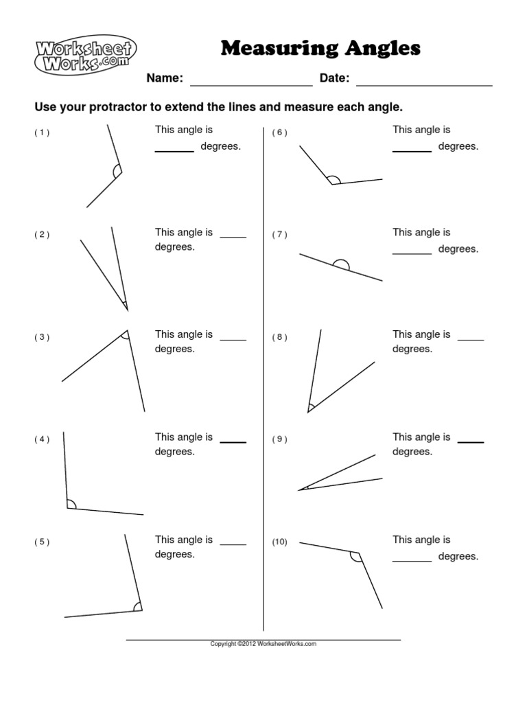 Worksheet Works Measuring Angles 1 | Pdf | Geometric Measurement | Scientific Observation