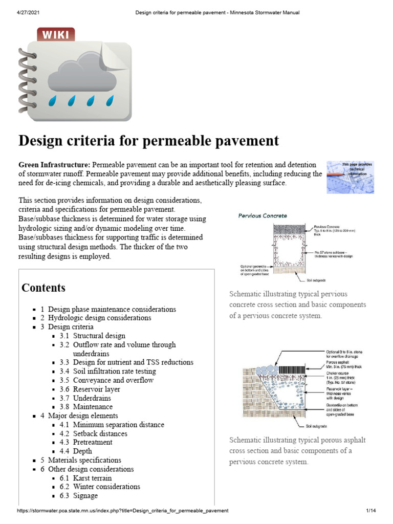 Permeable Pavement Design Criteria Guide | PDF | Road Surface | Stormwater