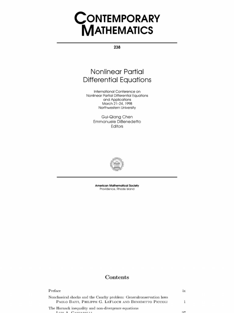 Nonlinear Partial Differential Equations (Int.conf.1998-Cont | PDF