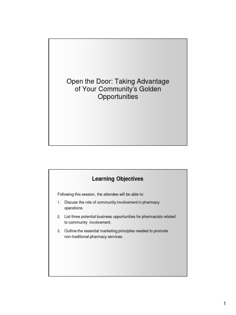 Open the Door | PDF | Pharmacy | Pharmacist