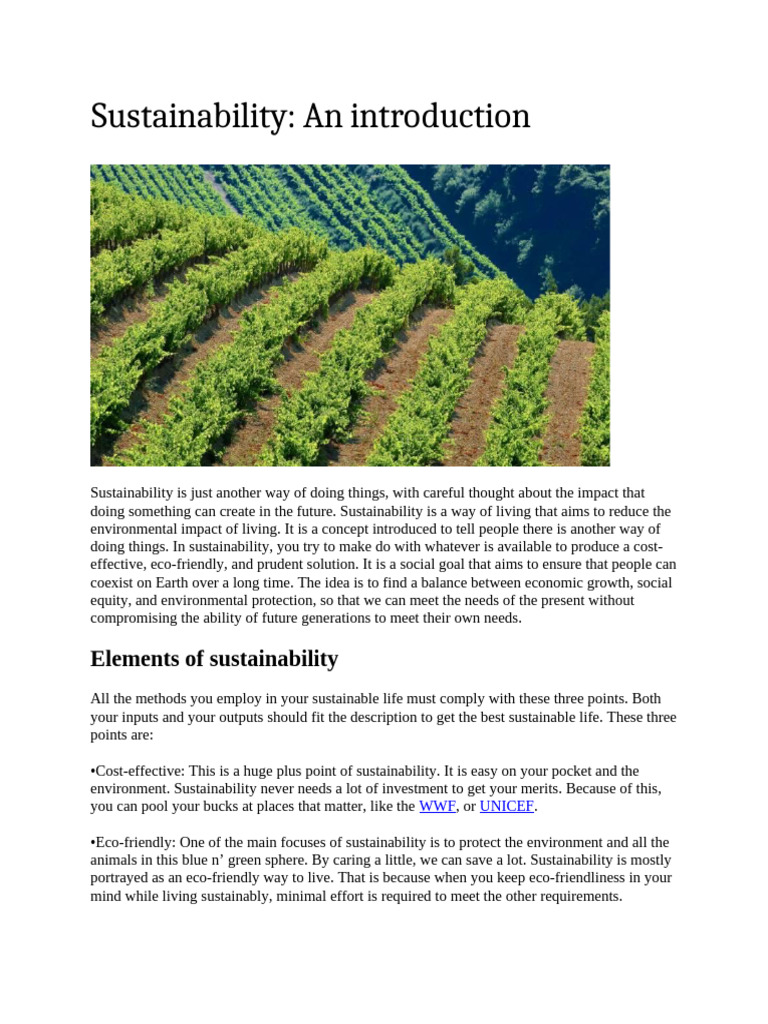 Sustainability - An Introduction-Blog | PDF | Sustainability | Natural ...
